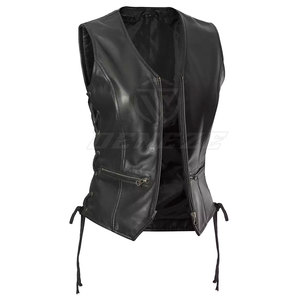 Gilet en cuir pour homme, design personnalisé, couleur unie, streetwear, sans manches, prix raisonnable - Product Image 4
