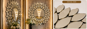 Miroir Mural Rond Design Pellet, Miroir Décoratif pour Salle de Bain, Chambre à Coucher, Salon, Style Moderne, Fixation Murale, 15,5 Pouces - Product Image 6