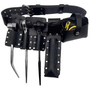 Leather <b>Tool</b> <b>Belt</b> with Multiple Pockets and <b>Tool</b> Holders for Spanners Hammer and Tape Measure - Product Image 1