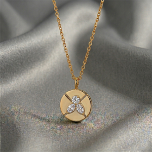 Garnet Necklace Wholesale 18K Gold Plated Round Gemstone Pendant Necklace - Multi-Color Crystal Floral Jewelry for Women - Product Image 6