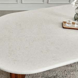 Modern Oval Dining Table with <b>Marble</b> <b>Top</b> and Wood Legs Stable Home Furniture 6 Seater - Product Image 4