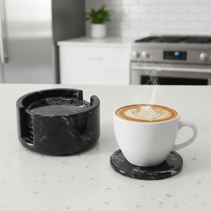 New Modern Big Slab <b>Marble</b> Onyx Drink Coasters Set Black Color Best Quality Luxury Coasters Durable Eco-Friendly Kitchen Use - Product Image 4