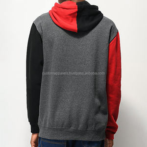Men's Summer Streetwear Pullover <b>Hoodie</b> Custom Logo Heather <b>Grey</b> Cotton Embroidered Two-Colors <b>Plain</b> Dyed Technique - Product Image 2