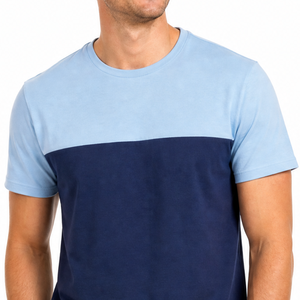 เสื้อยืดผู้ชายสีฟ้ากรมท่า คอวี แขนสั้น แฟชั่นสตรีทแวร์ แบบเรียบ ขายส่ง - Product Image 3
