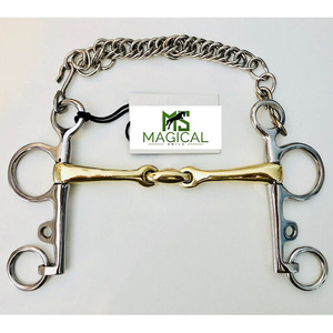 Mors de cheval sur mesure de haute qualité, modèle Pelham à double articulation, en argent allemand et acier inoxydable, toutes tailles en stock - Product Image 1