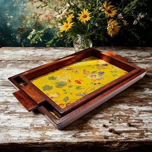 Plateau Rectangle imprimé en bois moderne fabriqué à la main Design Unique Excellente qualité Vente directe d'usine Technique peinte - Product Image 2