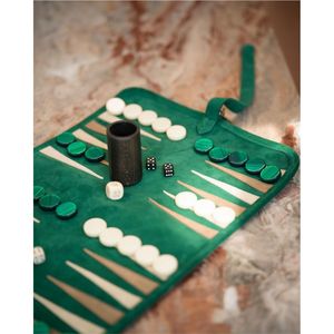 Juego de backgammon enrollable de cuero hecho a mano, portátil, de gamuza y terciopelo, para viaje, juego de backgammon enrollable, regalo. - Product Image 1