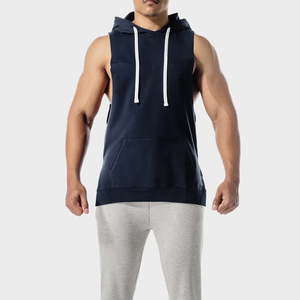 Custom Logo Breathable Athletic Hooded Tank Top Men <b>Workout</b> Fitness Tank Top Gym Men <b>Hoodie</b> - Product Image 1
