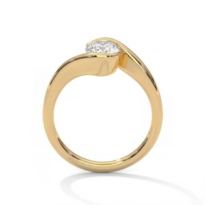 Anillo de compromiso solitario moderno con diamante de corte cojín alargado cultivado en laboratorio, de oro de 14 quilates, para mujer - Product Image 2
