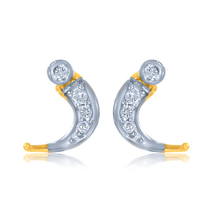 Pendientes de Diamantes de Media Luna en Oro Amarillo, Corte Brillante Redondo, Diamantes Naturales, Diseño Minimalista - Product Image 1