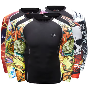 Camiseta de Compresión para Jiu Jitsu BJJ con Logotipo Personalizado, Transpirable, Unisex, para MMA, con Estampado por Transferencia de Calor, Mangas Largas - Product Image 1