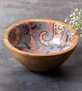 Bol à fruits en bois de manguier émaillé vert fabriqué à la main pour une utilisation polyvalente et avec la meilleure qualité - Product Image 6