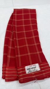 A lightweight, semi-sheer fabric with a slightly crinkled texture A pattern <b>formed</b> by intersecting horizontal and vertical lines - Product Image 6