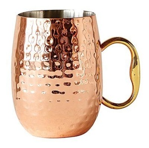 Set of 2 Hammered Copper Barrel Mugs with Matching <b>Straws</b> Moscow Mule Gift Set Barrel Style Mugs with <b>Straws</b> - Product Image 4