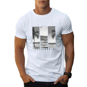 Camiseta de Manga Corta Azul para Hombre, Estampada con Serigrafía, Cuello Redondo, Corte Holgado Informal, 100% Algodón Jersey, Ecológica - Product Image 3