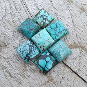 Turquesa Tibetana Natural, Cabujón Cuadrado Pulido, Parte Posterior Plana, Calibrado, Gema Suelta para Joyería, Todos los Tamaños Disponibles - Product Image 6