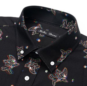 Chemises pour hommes de haute qualité, service OEM, 100% coton, tissu tricoté uni, manches longues, coupe classique, automne - Product Image 2