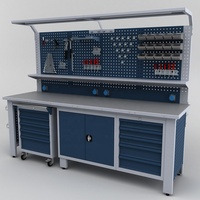 Banc de travail professionnel en acier robuste, système de rangement pour garage et atelier, armoires à outils avec chariot à outils
