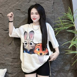 เสื้อยืดลายการ์ตูนน่ารักสำหรับผู้หญิง-ผ้าฝ้ายนุ่มระบายอากาศได้ดี สไตล์ลำลอง เข้ากับกางเกงยีนส์ กระโปรง และกางเกงขาสั้นได้อย่างลงตัว - Product Image 2