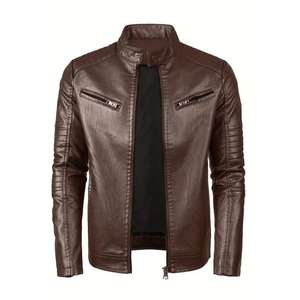 Vestes en cuir pour hommes, couleur personnalisée, col rond, coupe classique, style western, écologiques, durables, résistantes à l'eau, fabriquées en Inde - Product Image 4