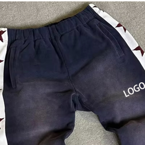 Pantalones de chándal para correr de pierna ancha y pesada con logotipo impreso de gran tamaño personalizado para hombre, pantalones de chándal con lavado ácido de piedra para pantalones de hombre - Product Image 2