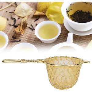 New Arrival Gold Metal Tea Strainer With Fine Mesh And <b>Hook</b> Handle For Loose Leaf Brewing Kitchen <b>Tool</b> - Product Image 5