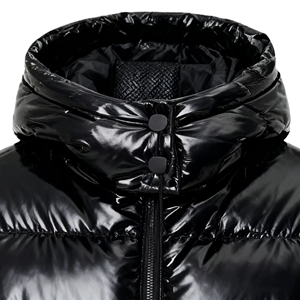 Veste matelassée imperméable respirante et isolante pour enfants unisexe en polyester noir brillant, avec capuche amovible, OEM ODM, hiver - Product Image 2