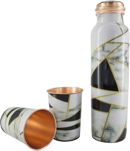 Botella de Agua de Cobre Puro Hecha a Mano en India de Primera Calidad con Vaso de Cobre para Beneficios Ayurvédicos para la Salud - Product Image 3