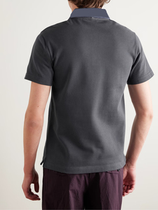 Camisa Oxford de Algodón de Manga Corta para Hombre, Color Gris Oscuro, Estilo Casual, Transpirable, Corte Regular, Diseño con Cierre, Tejido de Punto - Product Image 4