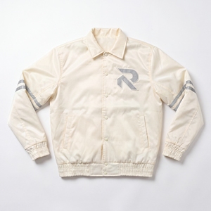 Veste de motard RYDOM pour homme, couleur crème, col rabattu, logo brodé, coupe classique, style décontracté d'automne, coupe-vent en polyester - Product Image 1