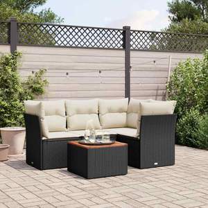 Ensemble de canapés de jardin modulaires en rotin PE noir, mobilier de jardin moderne et modulaire pour l'extérieur - Product Image 1