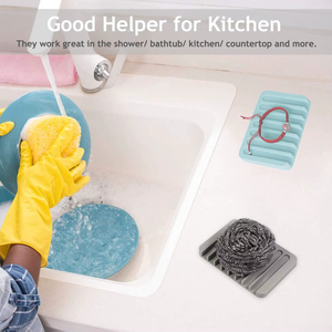 Jabonera de silicona para el hogar con drenaje, bandeja antideslizante para fregadero de cocina y baño, jabonera creativa para mesa de lavado, de alta calidad. - Product Image 5
