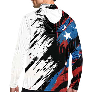 Chemise de pêche à manches longues pour homme, légère, respirante, 100% polyester, impression numérique personnalisée de haute qualité, UPF 50, avec capuche - Product Image 6