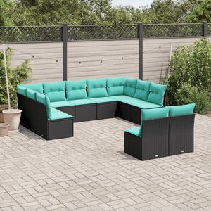 Ensemble de canapés de jardin noir et bleu - Product Image 1
