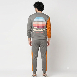Conjunto de Sudadera y Pantalones Deportivos Casuales con Estampado de Parches, Lavado Ácido, 100% Algodón Felpa, Fabricado por TRIOTAKE INDUSTRY - Product Image 2