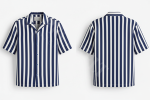 Chemise décontractée légère à manches courtes rayée boutonnée – Tenue d'été élégante à rayures verticales – Chemises personnalisées imprimées - Product Image 2