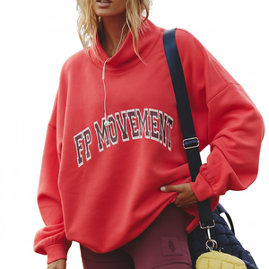 Hoodies personnalisés à col montant pour femme, en tissu éponge, imprimés sur mesure, service OEM, en polyester/coton, style streetwear, prix usine - Product Image 1