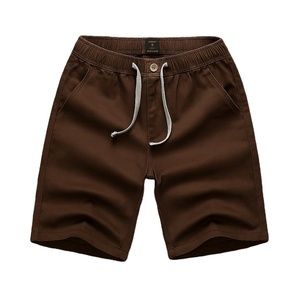 Vente en gros de shorts chino solides pour hommes, short d'été respirant à taille élastique et à fermeture éclair, short en coton à séchage rapide écologique, personnalisé - Product Image 2