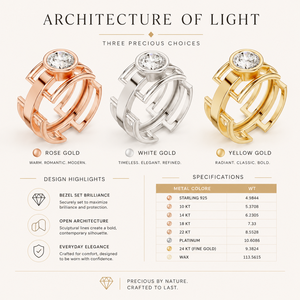 9KT Gold <b>Mens</b> Solitaire <b>Ring</b> <b>with</b> Round Cut Clear <b>Stone</b> Geometric Open Band Luxury Statement Wedding Jewelry - Product Image 6