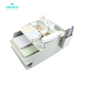 SWORLD 3 Layer Plastic Office <b>Organizer</b> Multifunctional Desktop Storage Box Minimalist Design PP Factory - Product Image 2