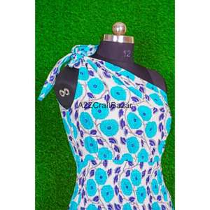 Robe moulante mi-longue sans manches à épaules dénudées 100 % coton imprimé floral sexy respirante écologique pour femme, idéale pour les fêtes d'été et de printemps - Product Image 3