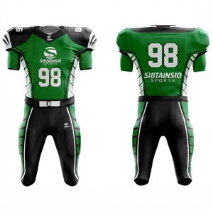 Green Black American Football <b>Padded</b> Jersey and <b>Pants</b> Set Team Uniform with Player Plus Size Number Sublimated Sportswear - Product Image 1