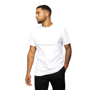 T-shirt noir 100 % coton personnalisé en gros avec logo imprimé, jersey uni pour homme, manches courtes, streetwear, anti-plis - Product Image 2