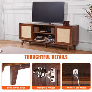 Mobile TV in Rattan Stile Boho per TV da 75 Pollici con Anta in Rattan e Presa Integrata - Product Image 6