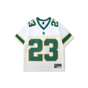 Oversized Vintage Mesh Soccer Jersey Boxy Crop Streetwear <b>Polyester</b> V-Neck American Football jersey Breathable Solid <b>Tshirt</b> - Product Image 1