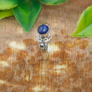 Anillo de Piedra Preciosa de Lapislázuli Natural, Anillo de Plata de Ley 925, Anillo de Piedra Azul, Anillo de Promesa, Joyería de Lapislázuli, Regalo de Navidad - Product Image 5