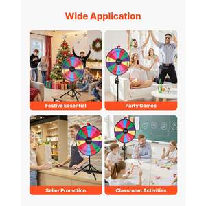 Roue de la fortune à 24 fentes et 14 rayons, effaçable à sec, hauteur réglable, pour fêtes, salons professionnels, carnavals, 2 marqueurs, 6 couleurs, facile à utiliser - Product Image 6
