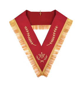 Collar Masónico Rojo Bordado Personalizado, Regalia Ceremonial para Oficiales de la Francmasonería - Product Image 1