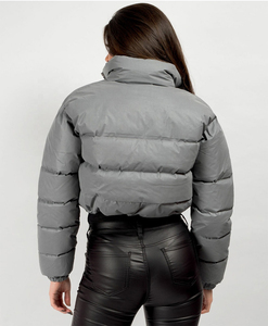 High Quality Winter Warm Wear Women's <b>Cropped</b> Casual Regular <b>Puffer</b> <b>Jacket</b> Canvas Knitted Breathable Waterproof Cotton Lining - Product Image 3
