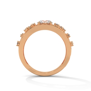 Anillo de Diamantes en Oro Rosa, Corte Redondo, Anillo de Compromiso y Boda, Joyería Nupcial Vintage - Product Image 3